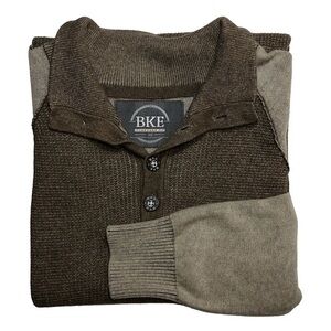 Bke Cotton 1/4 Buttons Mock Neck Men’s Standard Fit Sweater M